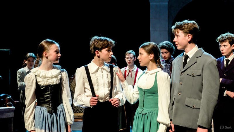 Jeunes comédiens se produisant sur scène pendant un festival théâtral en Roumanie